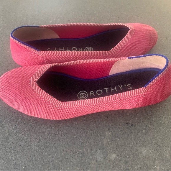 Pink round toe Rothy’s called Raspberry Birdseye flats. - Picture 5 of 7